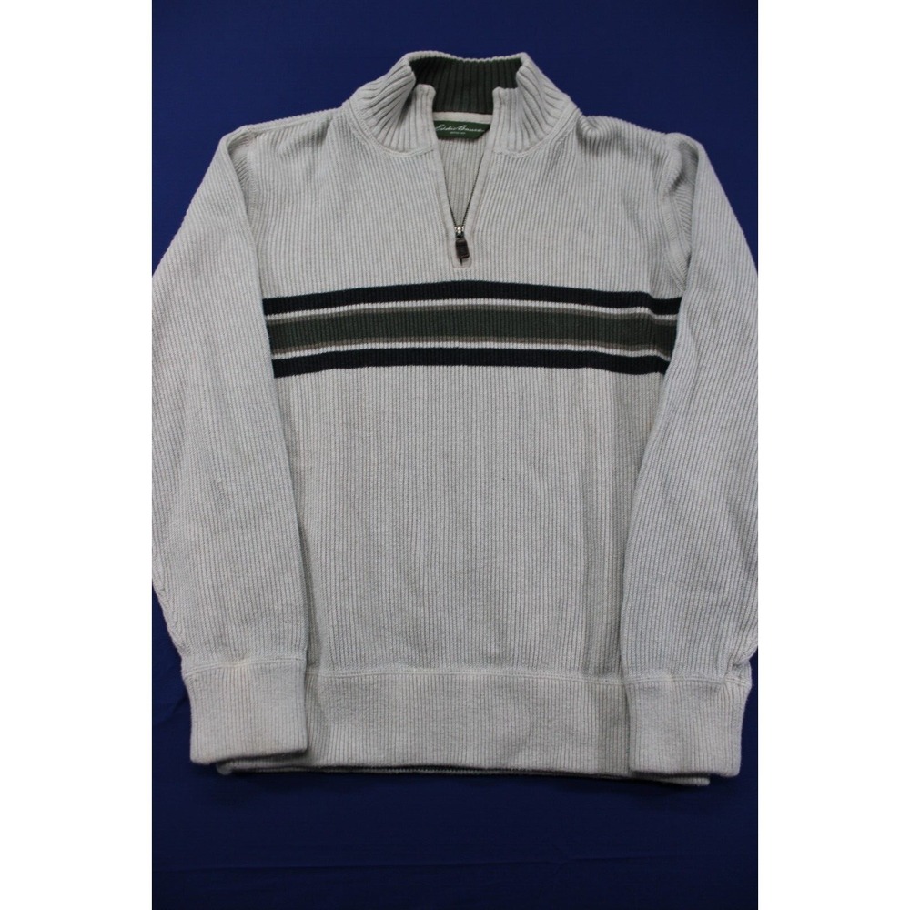 Eddie Bauer Cotton Baumwolle Pullover Quarter Zip Beige Size Large